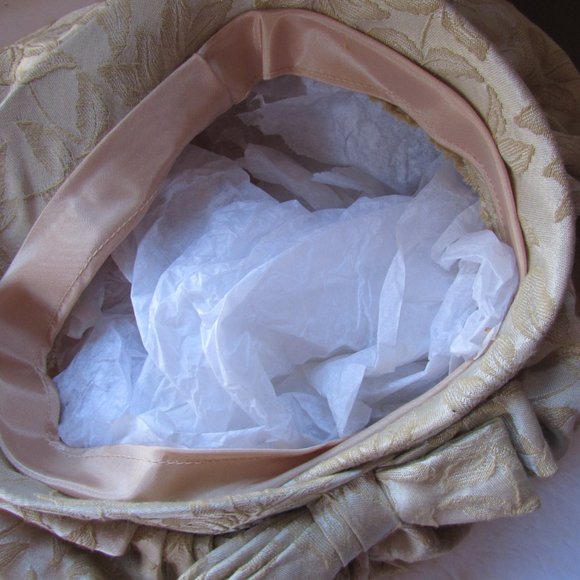 SALE Vintage 1960 Era Pouf Turban Hat Gold Brocade main image 9